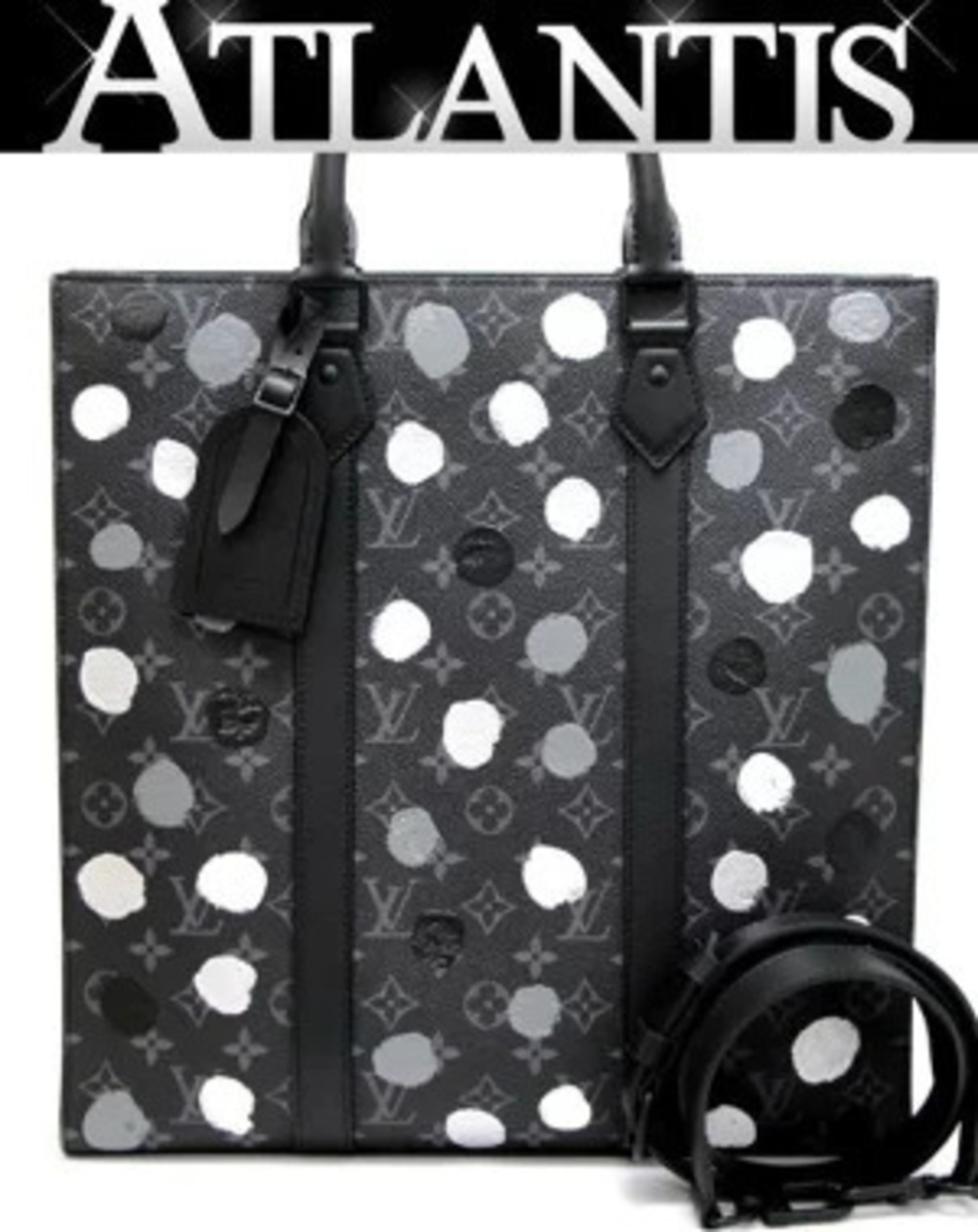 Louis Vuitton LV YK Sac Plat tote bag Yayoi Kusamas Eclipse Black Dot